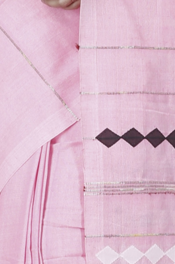 Pink Pure Cotton Tika Applique Saree (1246)